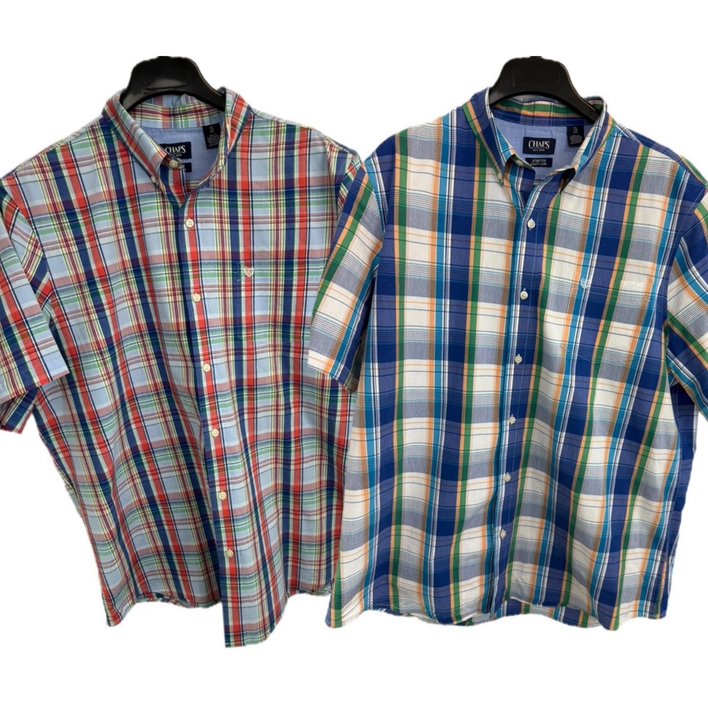 Chaps Men's Plaid Casual Button Down Shirts - Red, Blue, Green